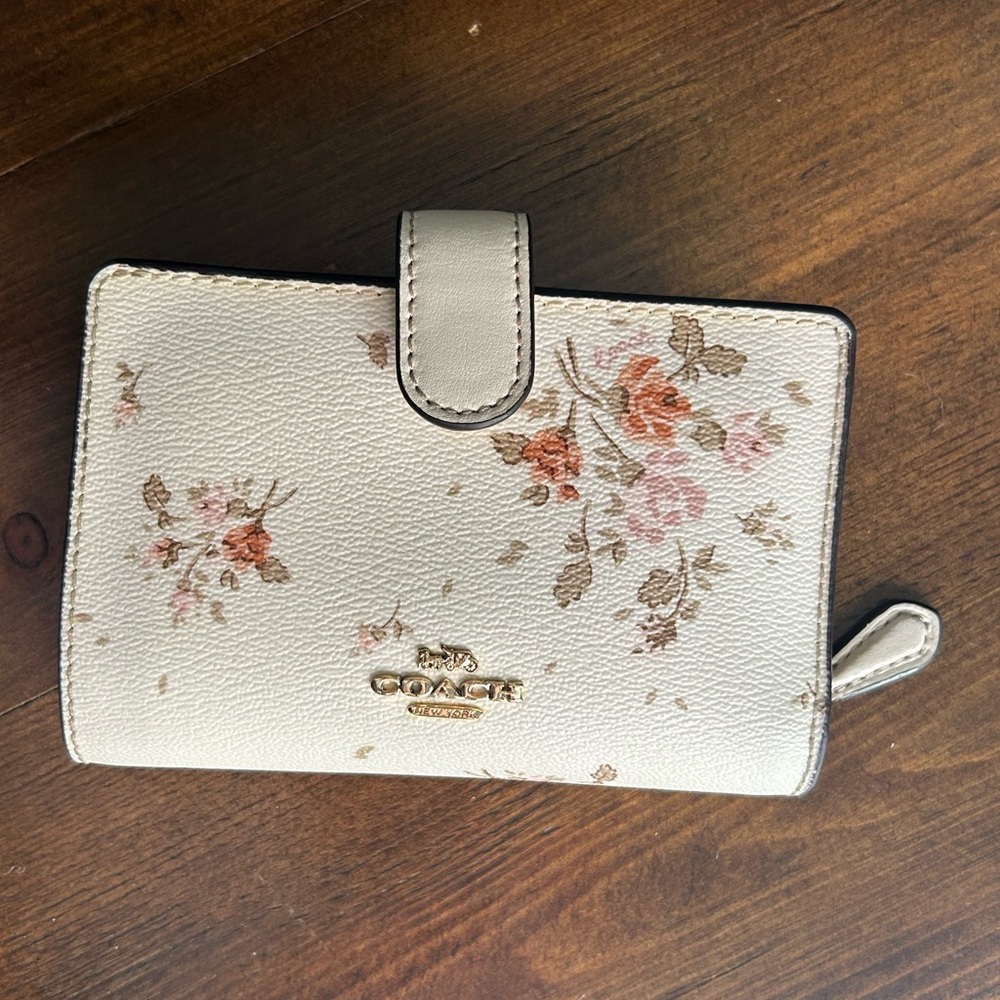 Coach Cream Wallet with Floral Design
